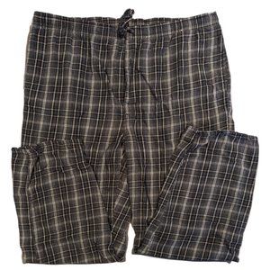 Stanford Essentials Men's L Gray Plaid Sleep Pants | Lounge Pants Button Up Fly